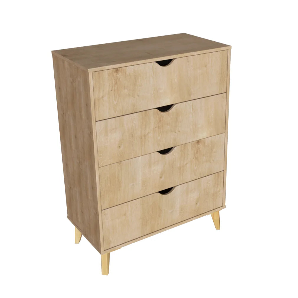 - Modern Tall 4-Drawer Dresser - Natural Wood