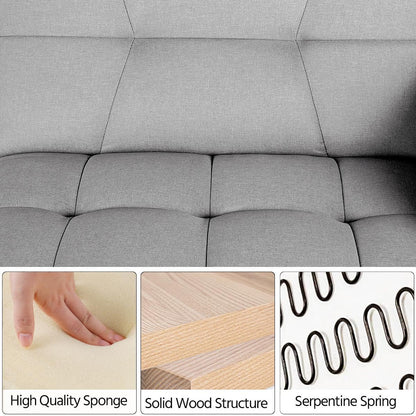 Sleeper Sofa Couch Bed Convertible Sofa Modern Futon Couches Sofas Bed Fold up and down Linen Fabric Recliner Couch for Living Room Gray