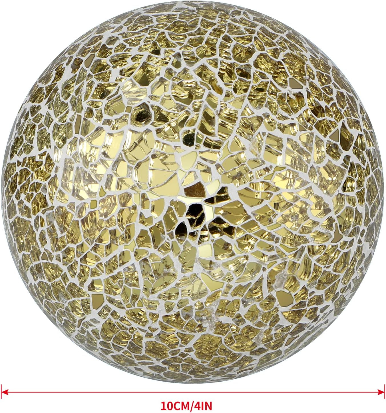 4" Decorative Orbs, Mosaic Sphere Balls, Centerpiece Balls for Bowls, Vases, Dining Table Decor, Pack of 3 (Gold)