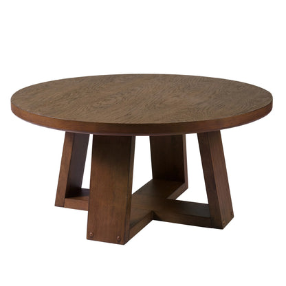 Ezra round Coffee Table, Walnut Finish