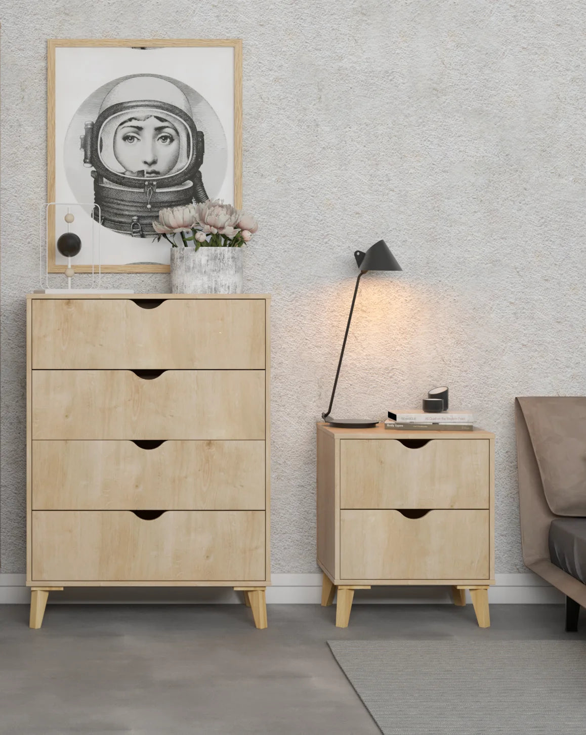 - Modern Tall 4-Drawer Dresser - Natural Wood