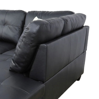 Convertible Sectional Sofa, L Shaped Couch for Small Space Living Room, Black(Without Ottoman)