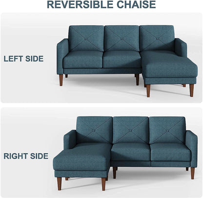 Convertible Sectional Sofa Couch with Chaise L Shaped Reversible Blue