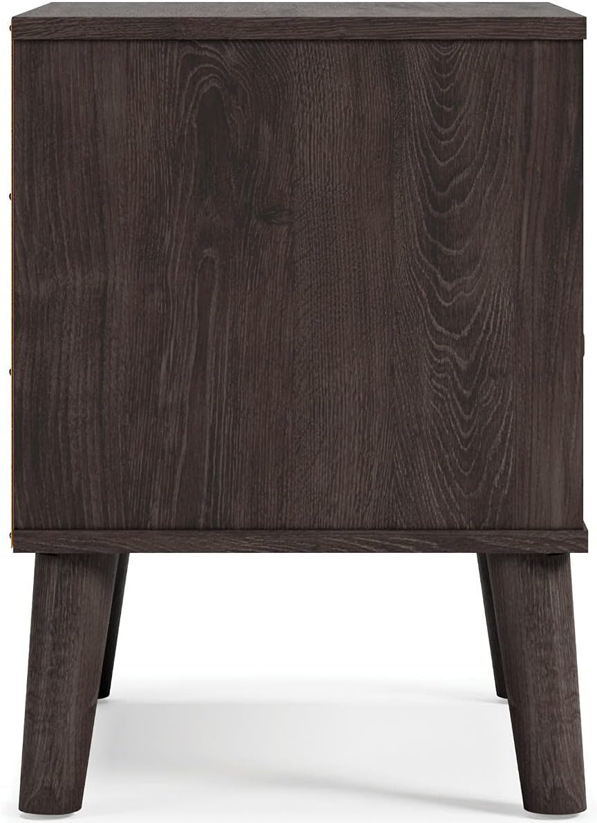 Piperton Modern Replicated Sugarberry 1 Drawer Nightstand, Black