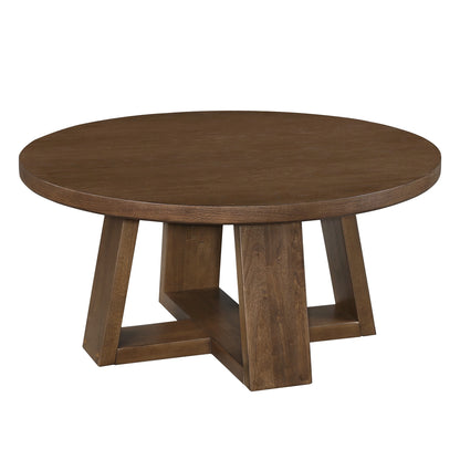 Ezra round Coffee Table, Walnut Finish