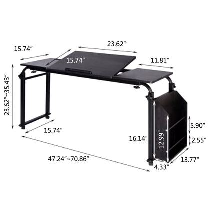 Computer Desk Home Office Writing Desk Modern Adjustable Storage Bookshelf Stretching across the Bed