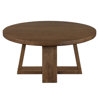 Ezra round Coffee Table, Walnut Finish