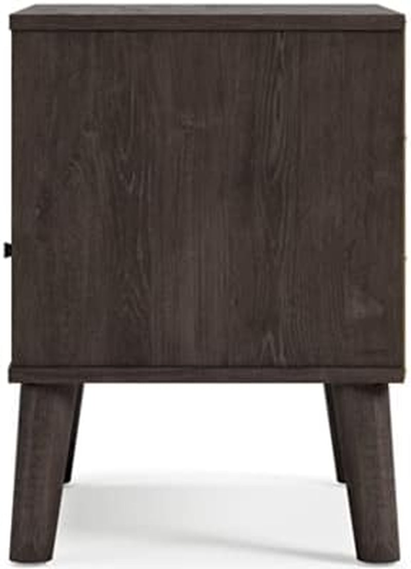 Piperton Modern Replicated Sugarberry 1 Drawer Nightstand, Black