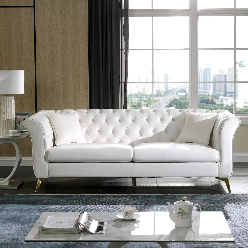 Modern Chesterfield Sofa 3 Seater Sectional Sofa Velvet Upholstery Contemporary Style Living Room Sofa for Apartment