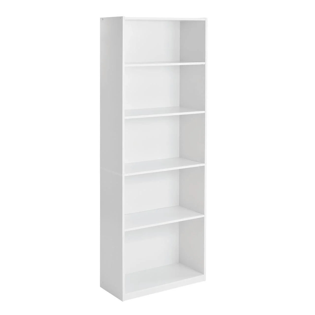 5-Shelf Bookcase with Adjustable Shelves, White