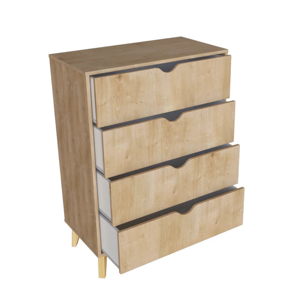 - Modern Tall 4-Drawer Dresser - Natural Wood