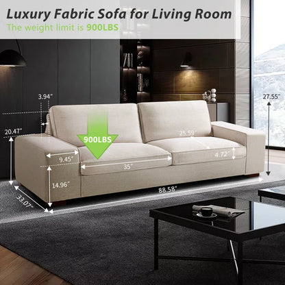 88.58" Luxury Modern Upholstered Sofa for Living Room, Couches with Solid Wood Frame