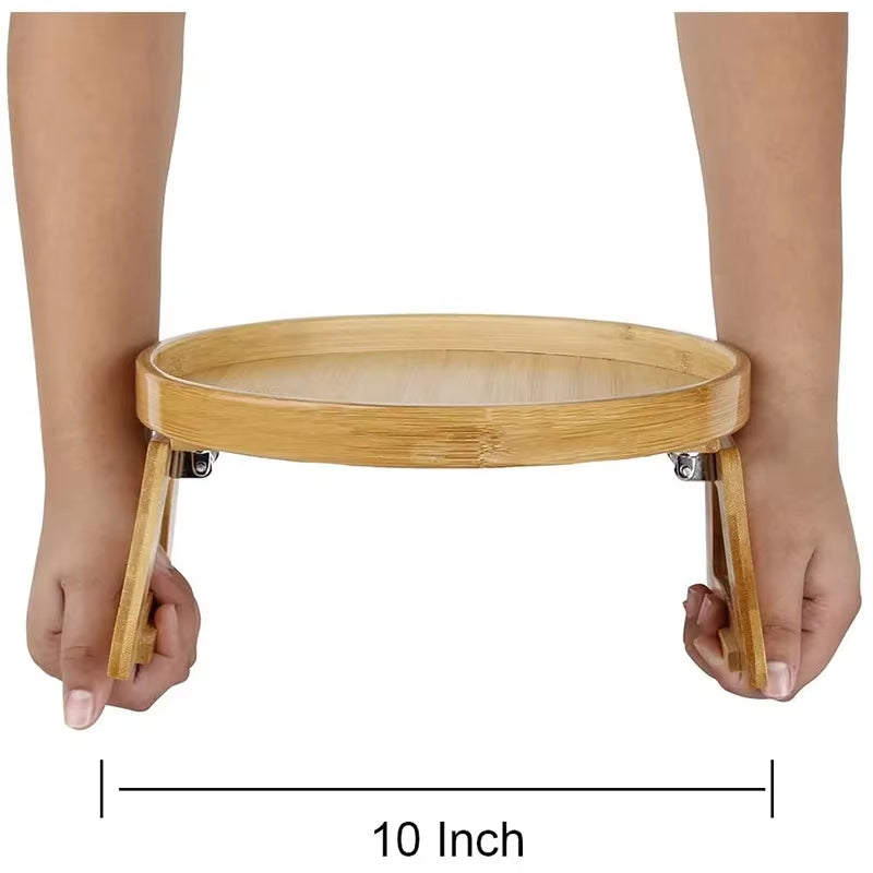 Sofa Tray Table Armrest Clip-On Tray Natural Bamboo Practical TV Snack Tea Tray for Remote Control Coffee Snacks