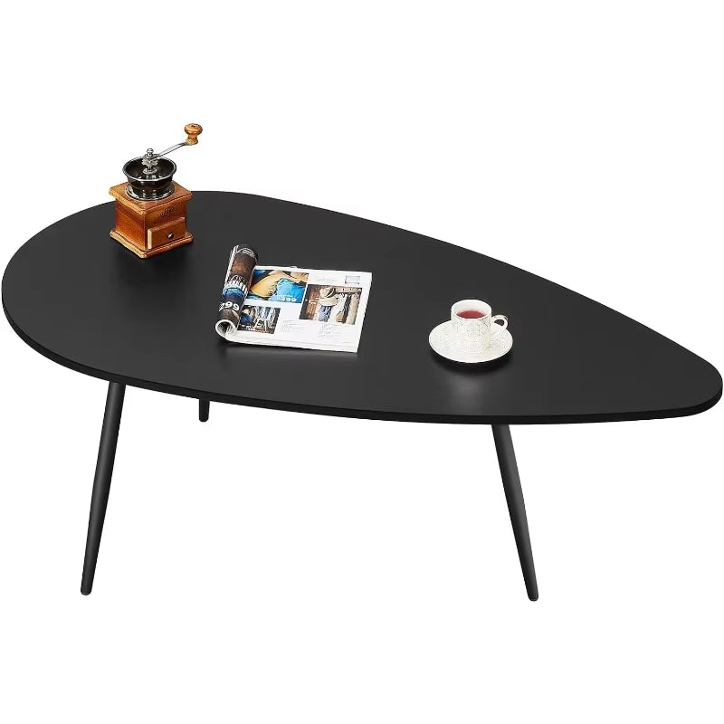 Modern Coffee Table Small White Coffee Tables for Small Space Unique Simple Oval Center Table with Wood Frame for Living Room