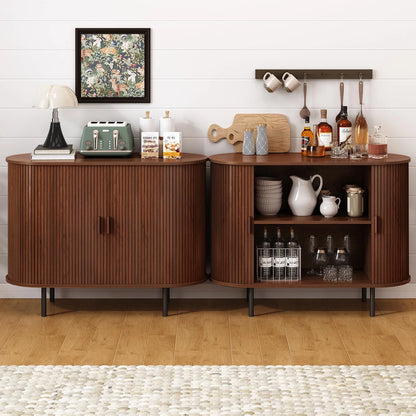 Sideboard Buffet Cabinet 40" Storage Cabinet with 2 Sliding Tambour Doors, Adjustable Shelves for Kitchen, Living Room, Hallway, Entryway