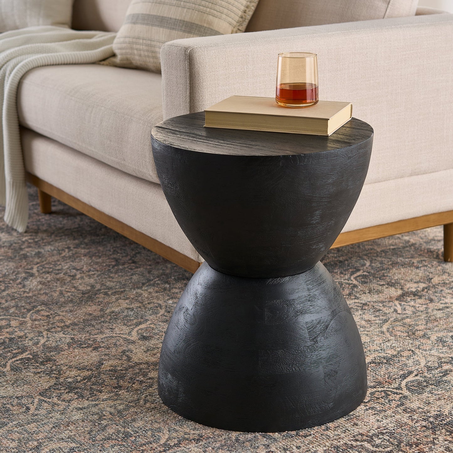 James Wood End Table, Rich Black Finish