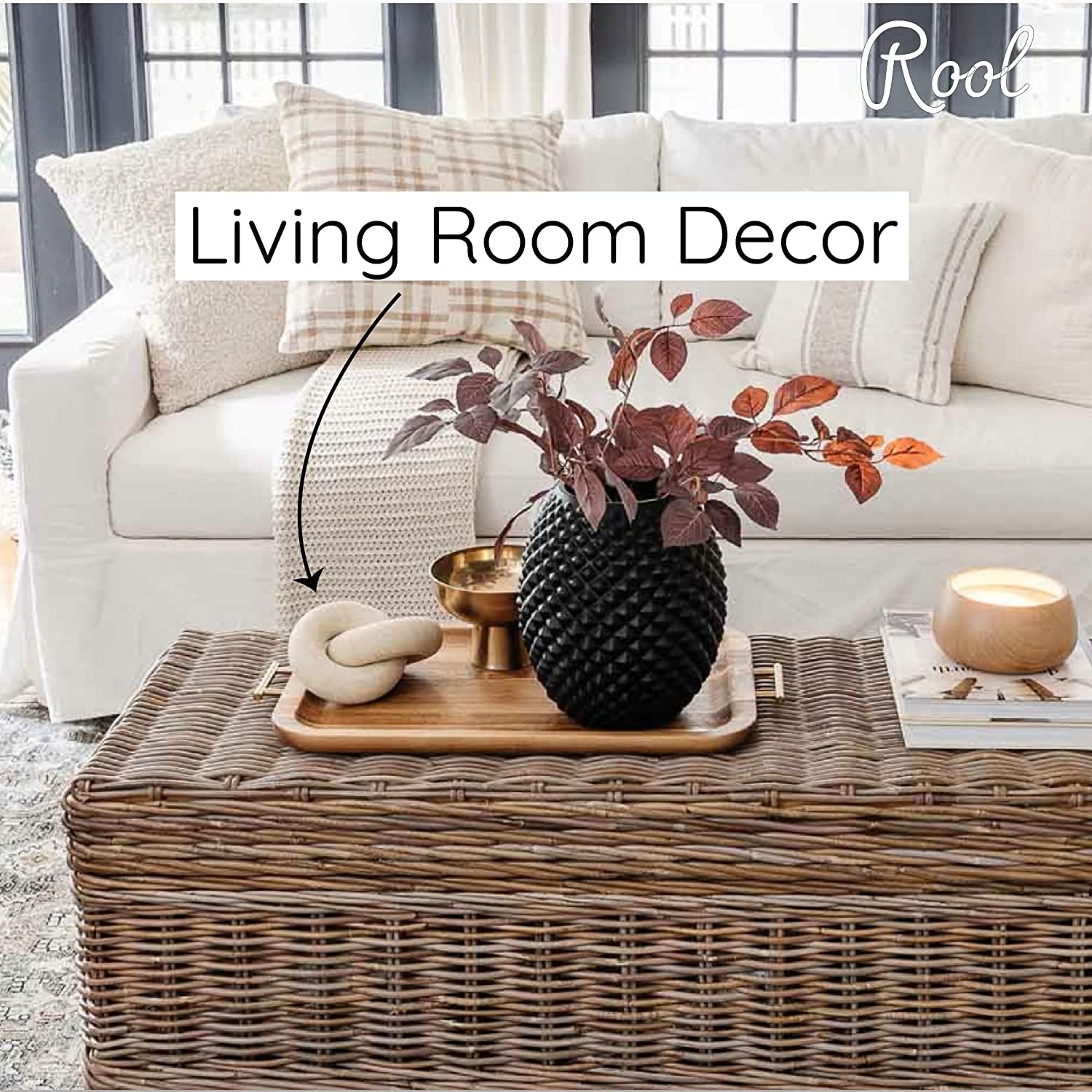 Coffee Table Decor Book Shelf Decor Accents Home Decor Console Table Decorative Items Living Room Wood Knot Decor Chain Link Decorations Beige